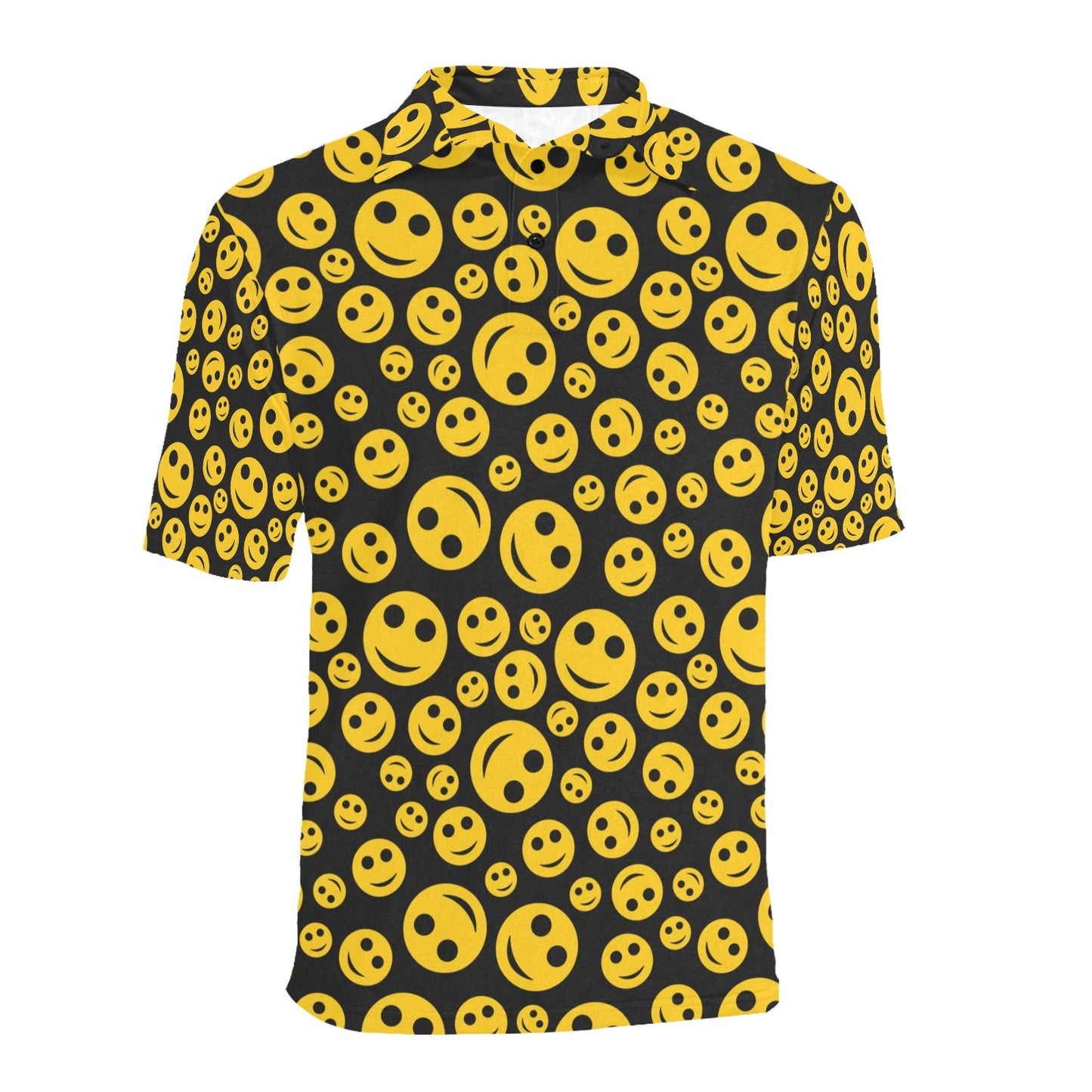 Smiley Face Emoji Print Design LKS304 Men Polo Shirt