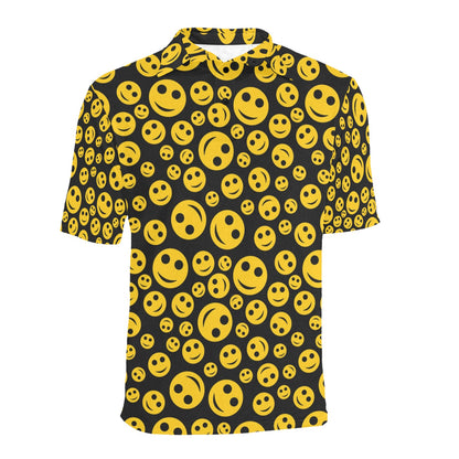 Smiley Face Emoji Print Design LKS304 Men Polo Shirt