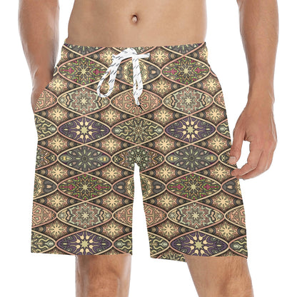 Mandala Motif Themed Design Print Men's Swim Trunks Beach Shorts