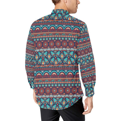 Suzani Print Design LKS302 Men's Long Sleeve Dress Shirt