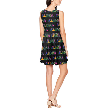 Aloha Hawaii Neon Sleeveless Dress