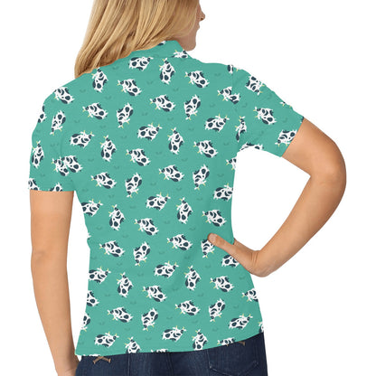Cow Pattern Print Design 03 Women's Polo Shirt