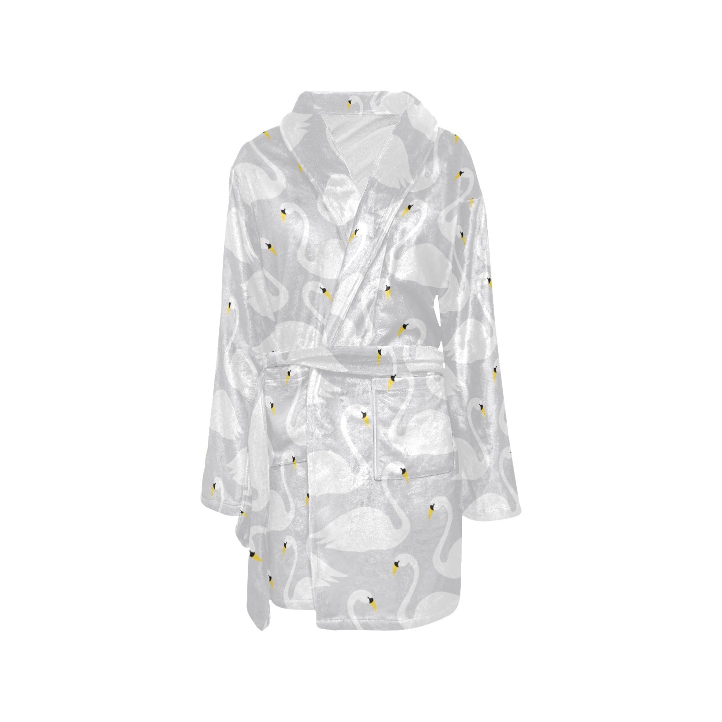 Swan Pattern Print Design 02 Women's Fleece Robe