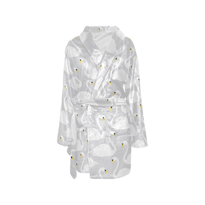 Swan Pattern Print Design 02 Women's Fleece Robe