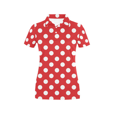 Polka Dot Red Pattern Print Design 04 Women's Polo Shirt