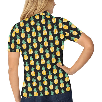 Pineapple Pattern Print Design A03 Women's Polo Shirt