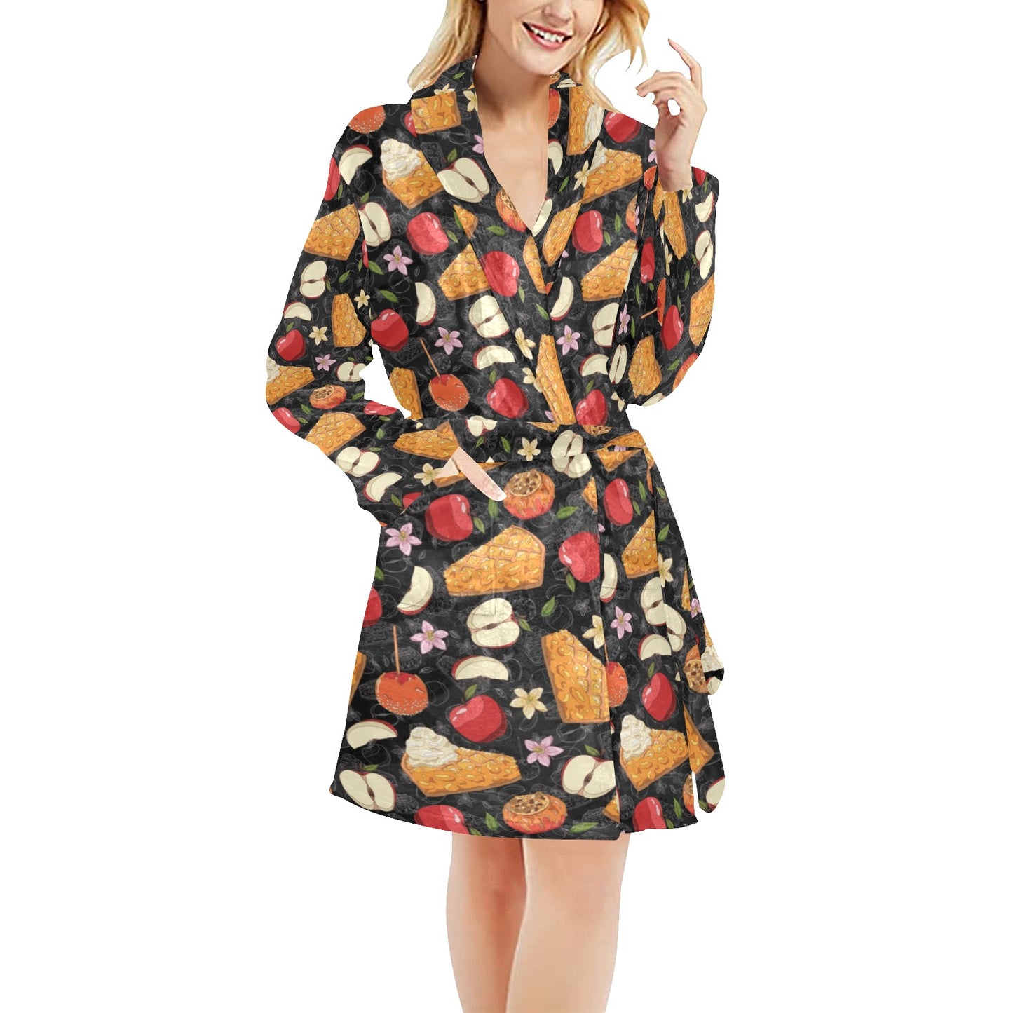 Apple Pie Pattern Print Design 01 Women's Fleece Robe