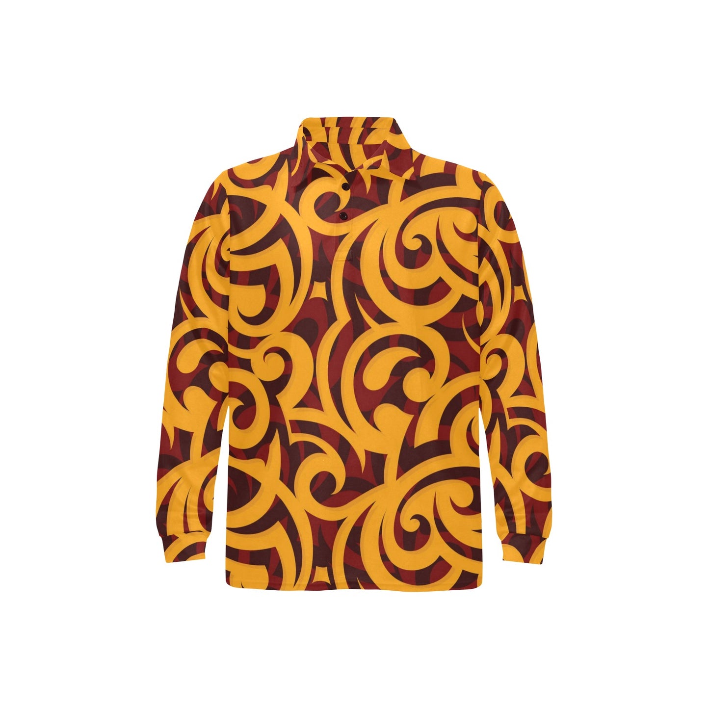 Maori Pattern Print Design 02 Long Sleeve Polo Shirt For Men's