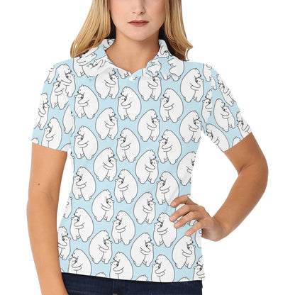 Polar Bear Pattern Print Design PB08 Women's Polo Shirt