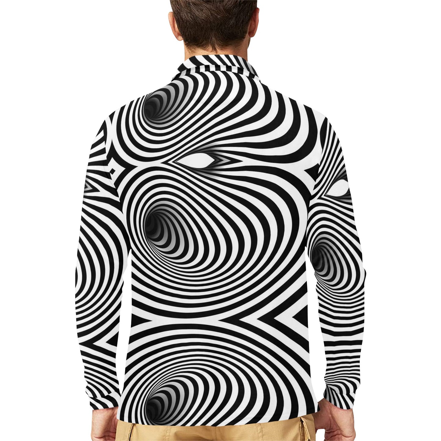 Vortex Print Design LKS303 Long Sleeve Polo Shirt For Men's