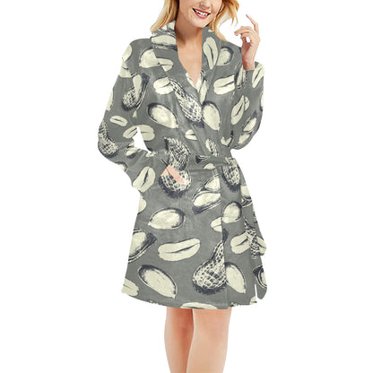 Peanut Pattern Print Design A01 Women's Fleece Robe