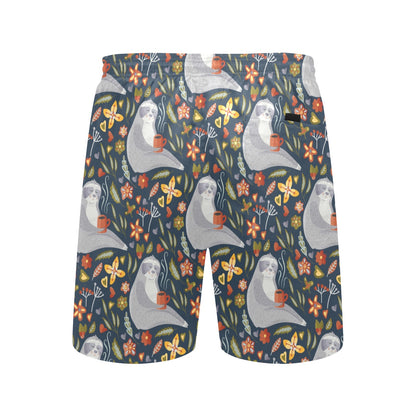 Sloth Print Design LKS303 Men's Swim Trunks Beach Shorts