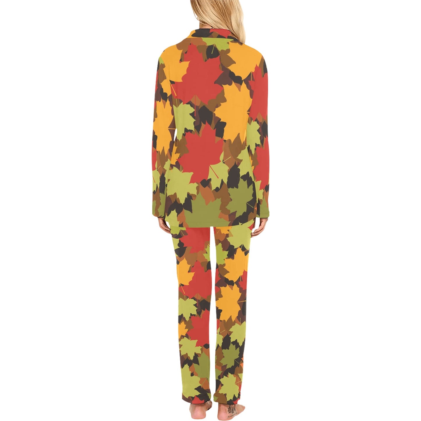 Maple Leaf Pattern Print Design 05 Women's Long Pajama Set