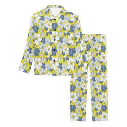 Daffodils Pattern Print Design 01 Men's Long Pajama Set