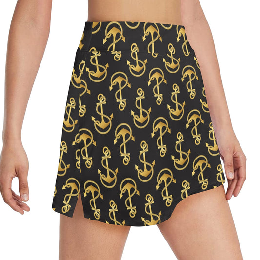 Anchor Gold Pattern 17" Golf & Pickleball Skort with Pockets
