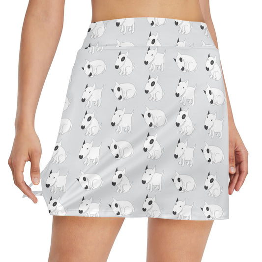 Bull Terrier hand draw Print Pattern 17" Golf & Pickleball Skort with Pockets