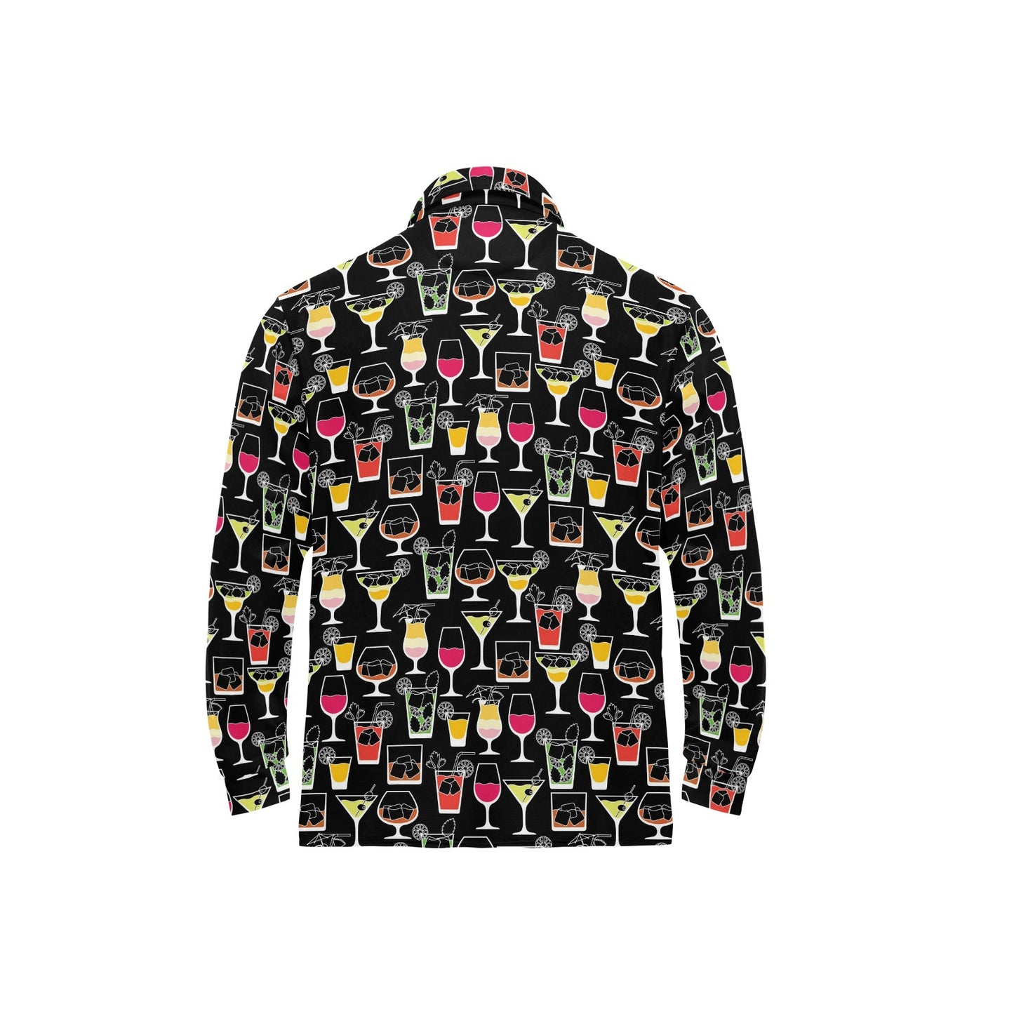 Cocktail Pattern Print Design 01 Long Sleeve Polo Shirt For Men's