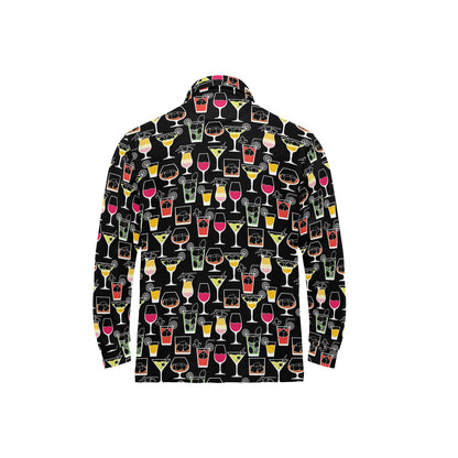 Cocktail Pattern Print Design 01 Long Sleeve Polo Shirt For Men's
