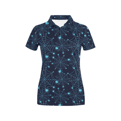 Spider Web Blue Print Design LKS304 Women's Polo Shirt