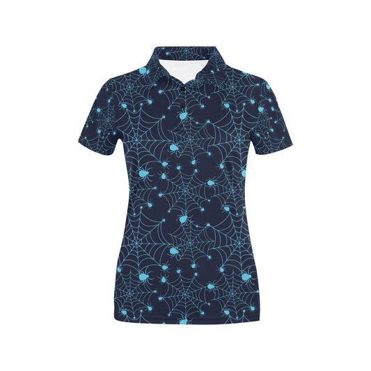 Spider Web Blue Print Design LKS304 Women's Polo Shirt