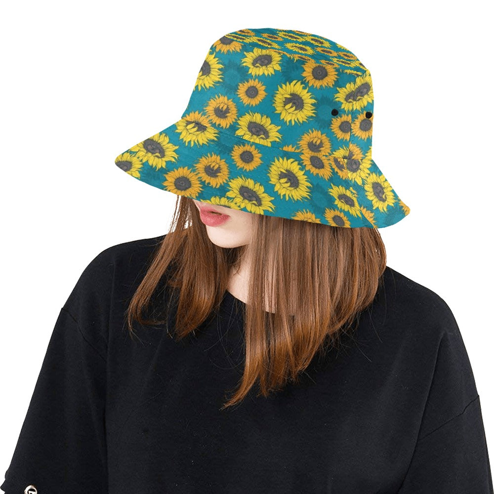 Sunflower Print Design LKS301 Unisex Bucket Hat