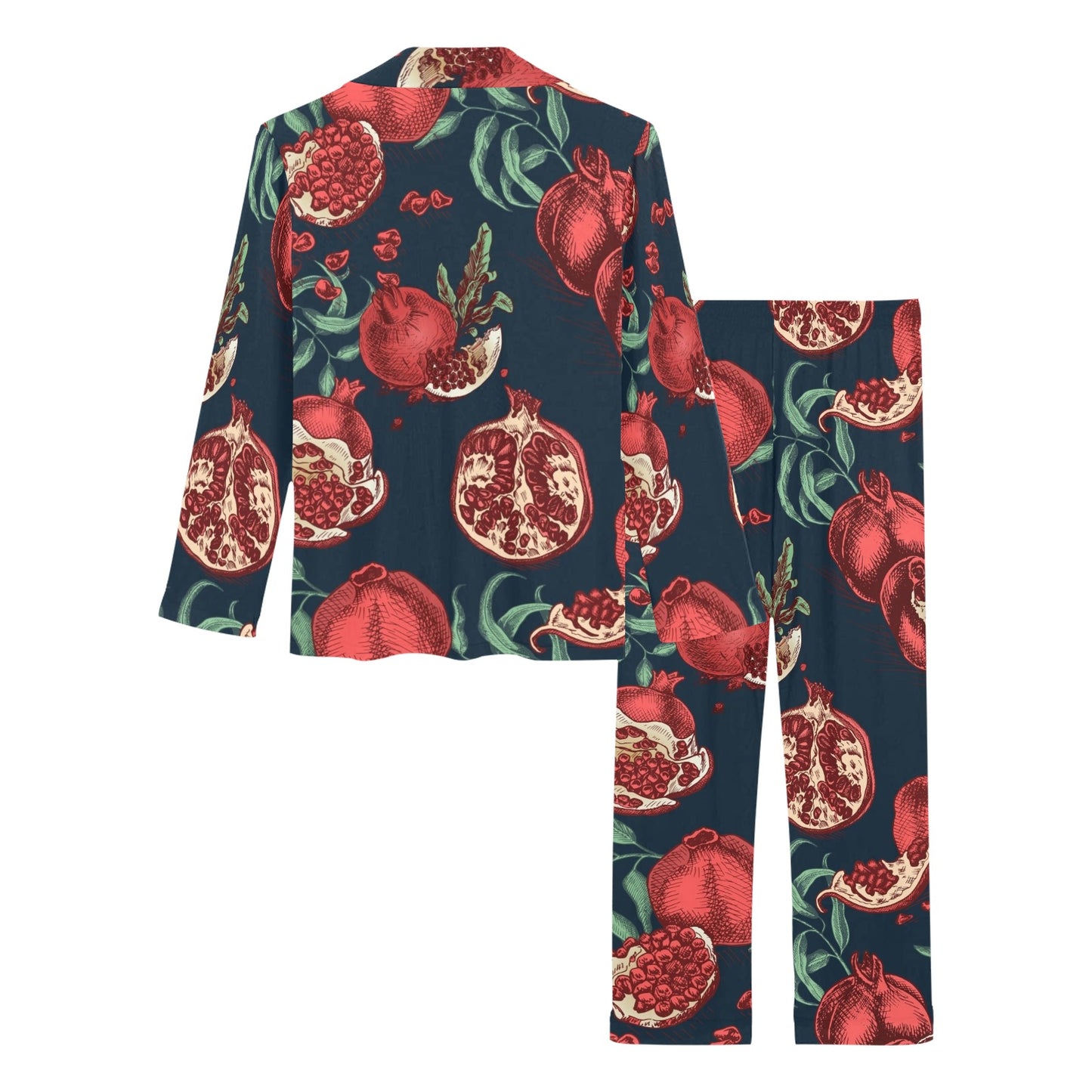 Pomegranate Pattern Print Design PG04 Women's Long Pajama Set