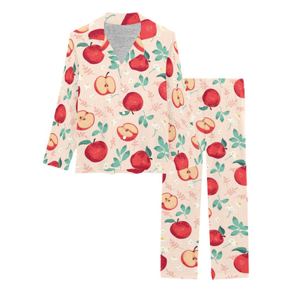 Apple Pattern Print Design AP06 Women's Long Pajama Set