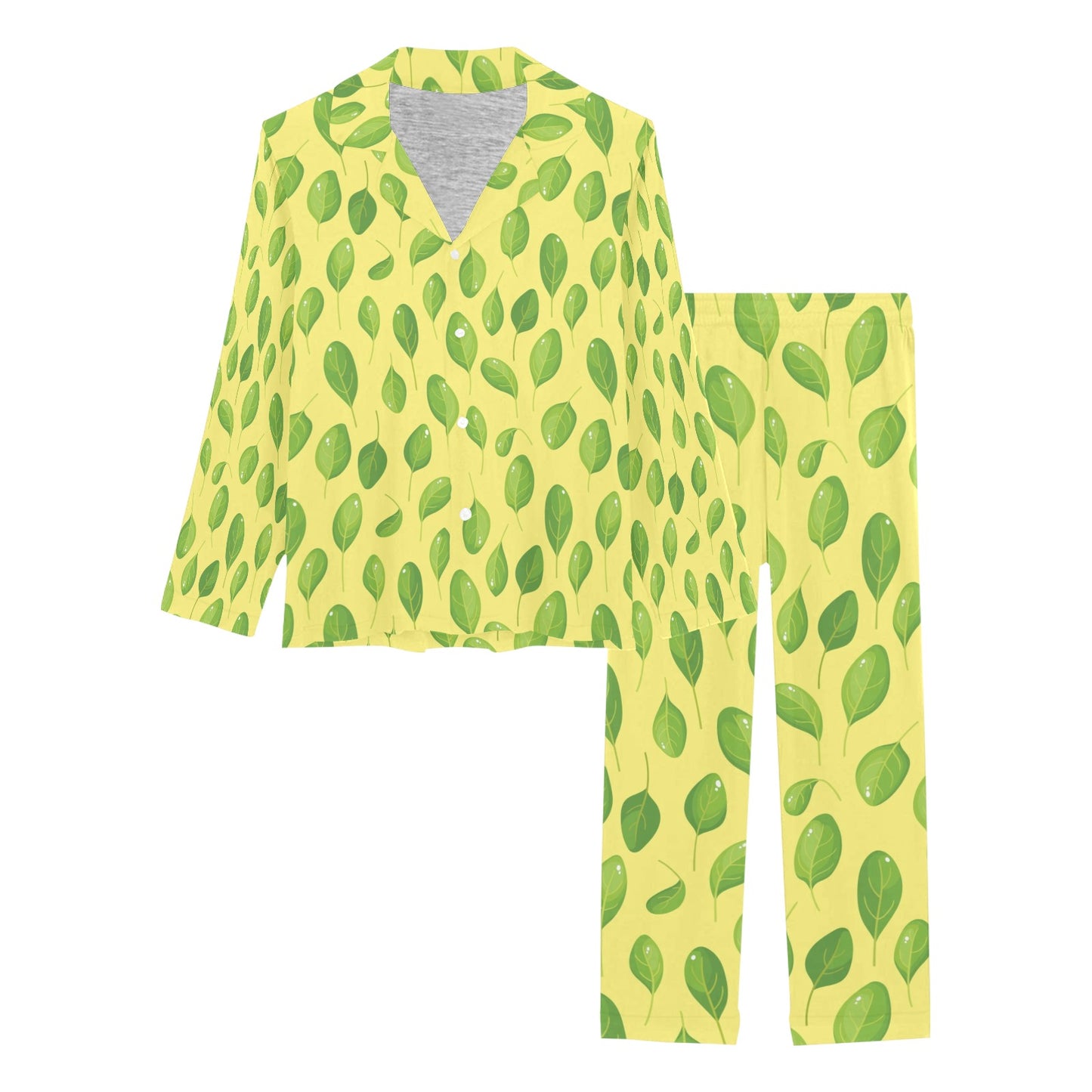 Spinach Print Design LKS302 Women's Long Pajama Set
