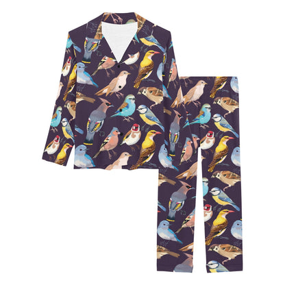 Bird Cute Print Pattern Women's Long Pajama Set
