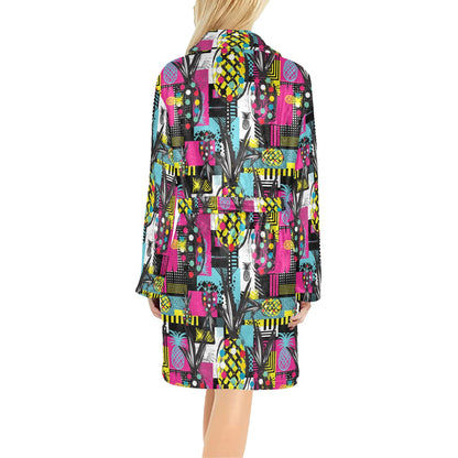 Pop Art Pineapple Pattern Print Design A02 Women's Fleece Robe