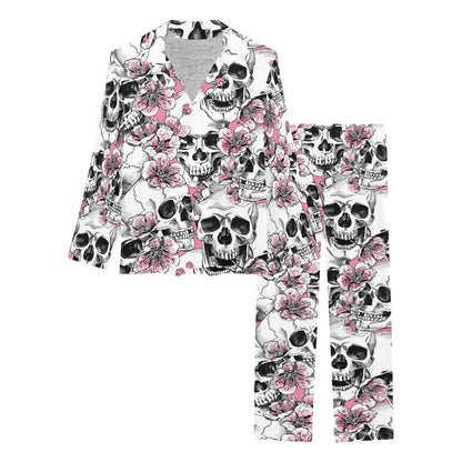 Cherry Blossom Pattern Print Design CB03 Women's Long Pajama Set