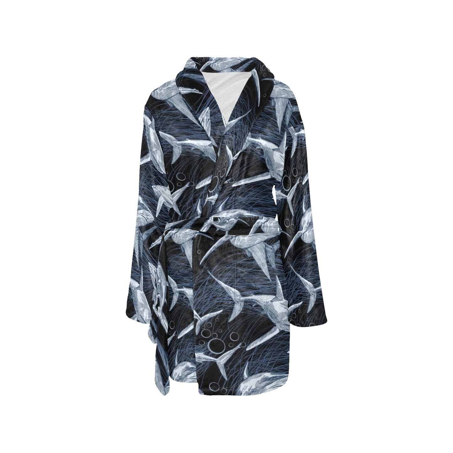 Shark Print Pattern Women's Fleece Robe