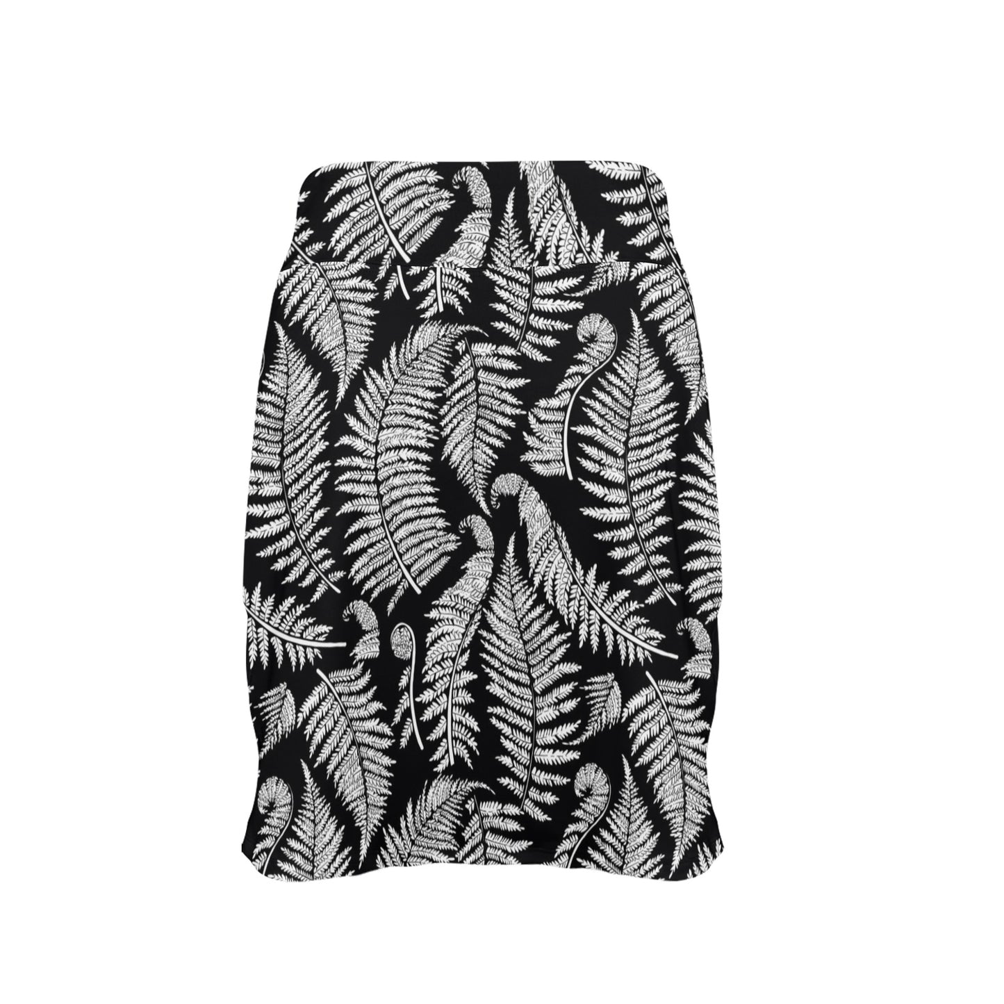 Fern Leave Black White Print Pattern 17" Golf & Pickleball Skort with Pockets