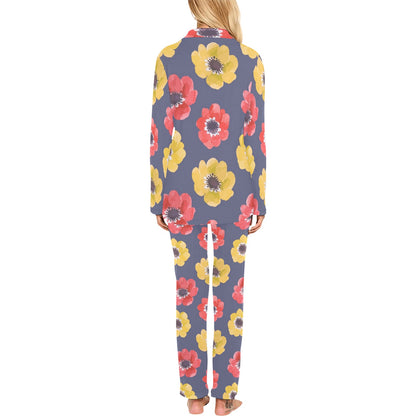 Anemone Pattern Print Design AM010 Women's Long Pajama Set