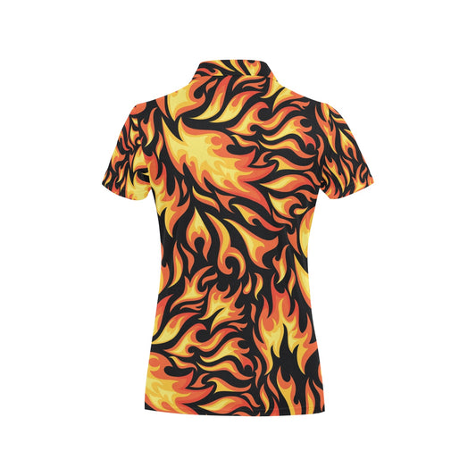 Flame Fire Design Pattern Women's Polo Shirt