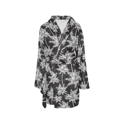 Palm Tree Pattern Print Design PT03 Women's Fleece Robe