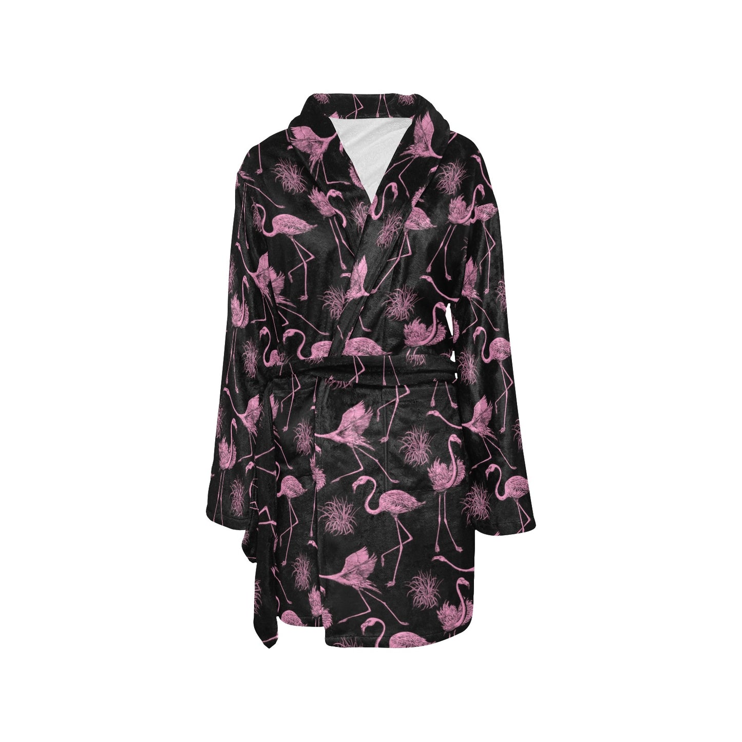Flamingo Pink Print Pattern Women's Fleece Robe