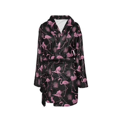 Flamingo Pink Print Pattern Women's Fleece Robe