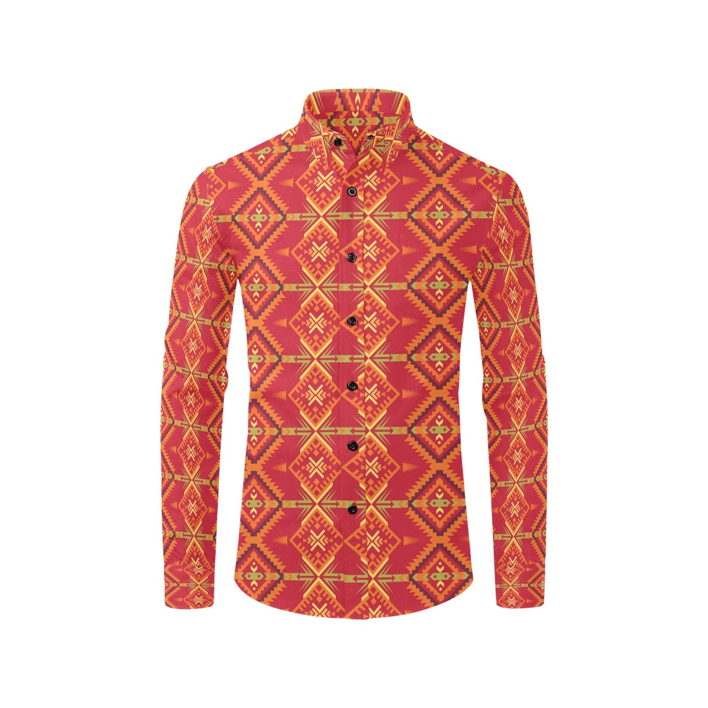 Southwest Pattern Print Design LKS305 Men's Long Sleeve Dress Shirt