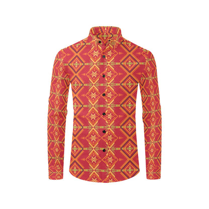 Southwest Pattern Print Design LKS305 Men's Long Sleeve Dress Shirt