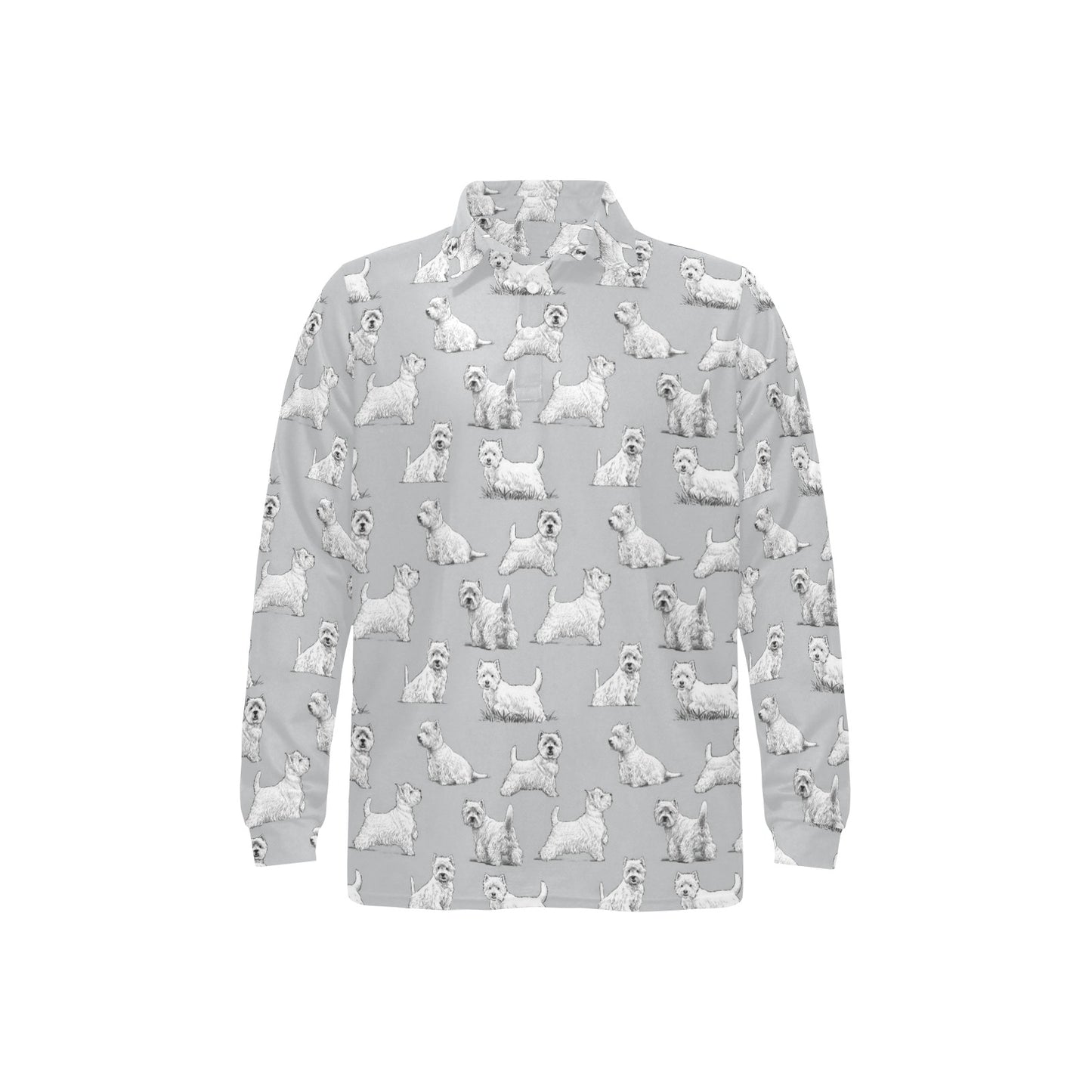 Scottish Terriers Print Design LKS3011 Long Sleeve Polo Shirt For Men's