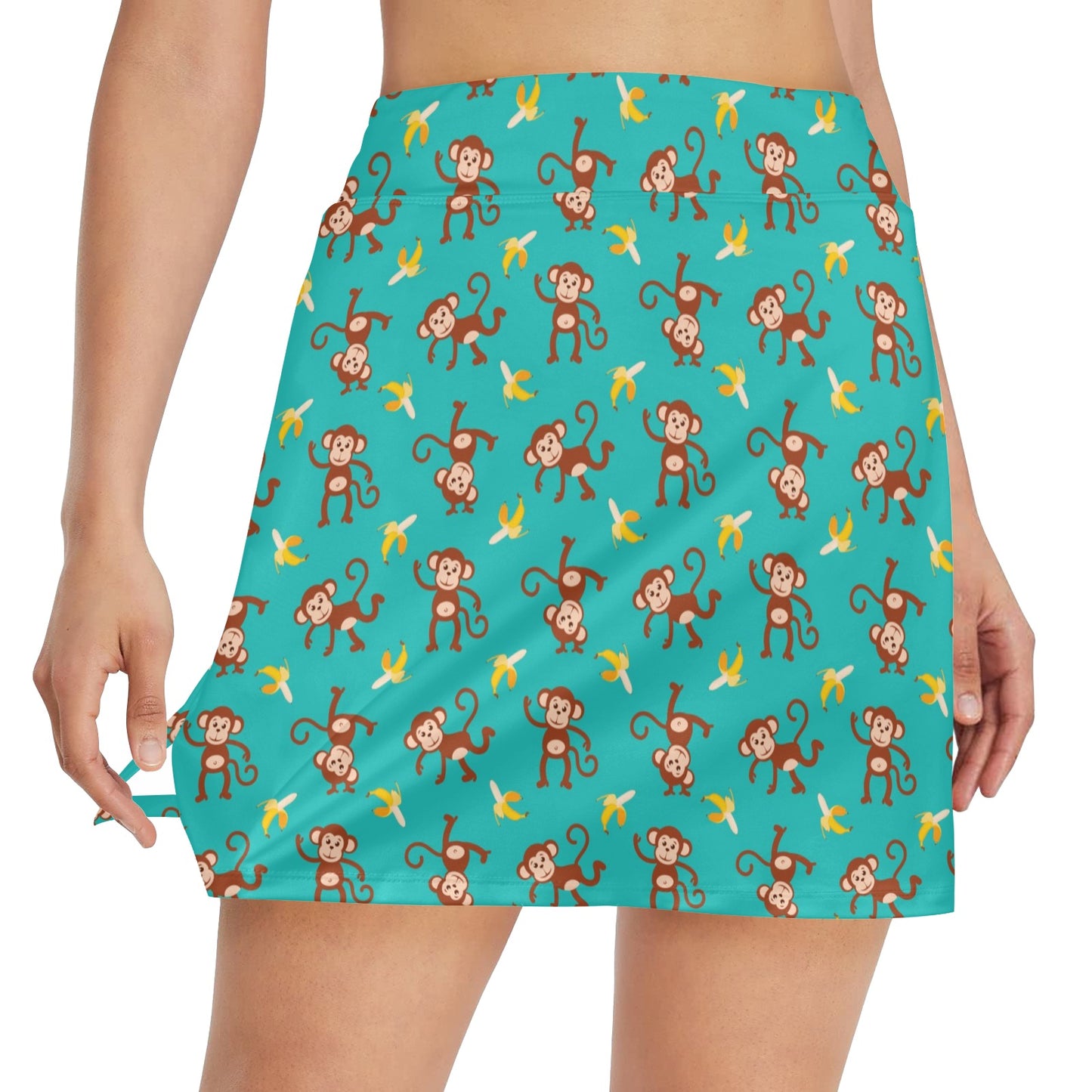 Monkey Banana Design Themed Print 17" Golf & Pickleball Skort with Pockets