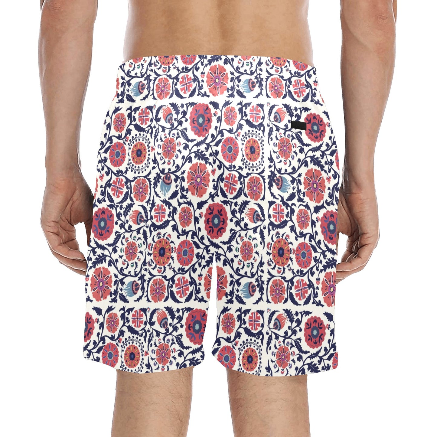 Suzani Print Design LKS304 Men's Swim Trunks Beach Shorts