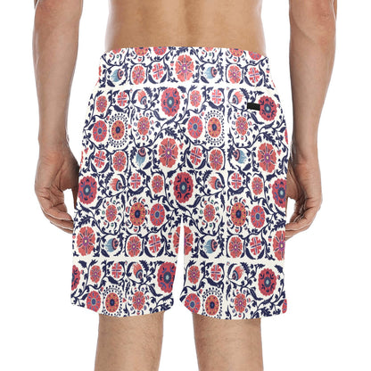 Suzani Print Design LKS304 Men's Swim Trunks Beach Shorts