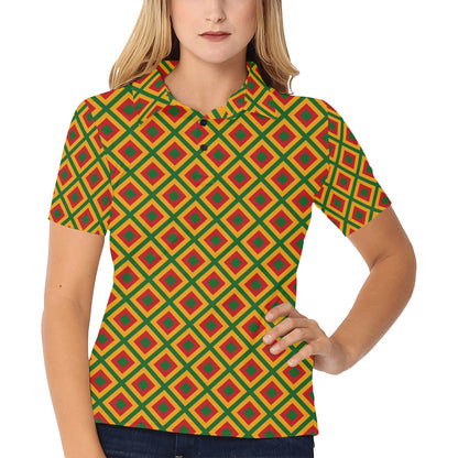 Rasta Reggae Color Cross Women's Polo Shirt