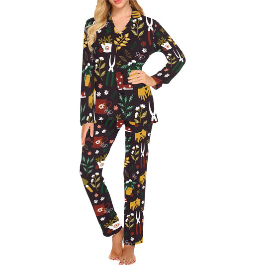 Gardening Pattern Print Design G05 Women's Long Pajama Set