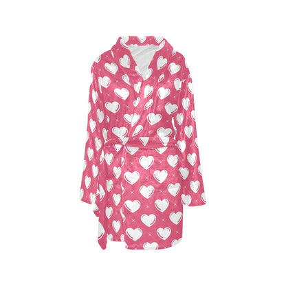 Heart Pattern Print Design HE07 Women's Fleece Robe