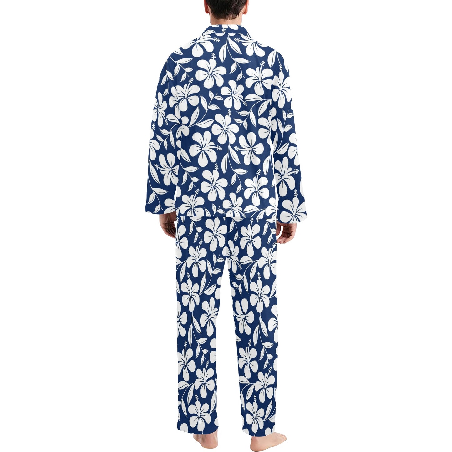 Hibiscus Pattern Print Design HB031 Men's Long Pajama Set