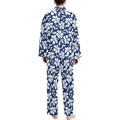 Hibiscus Pattern Print Design HB031 Men's Long Pajama Set