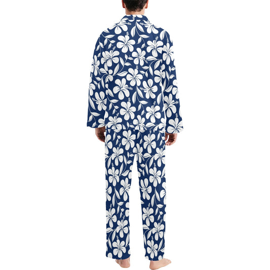Hibiscus Pattern Print Design HB031 Men's Long Pajama Set